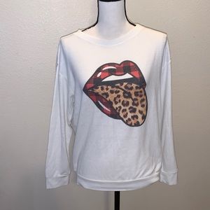 Phil Love white lips kiss tongue sexy lightweight sweatshirt